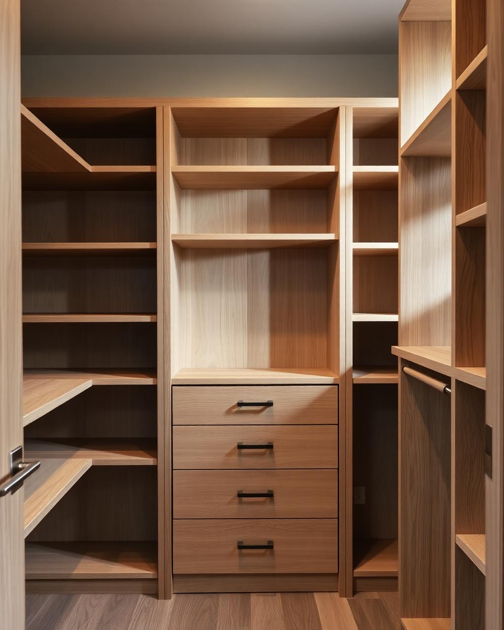 Vestidor a medida con entrepaños y cajonería